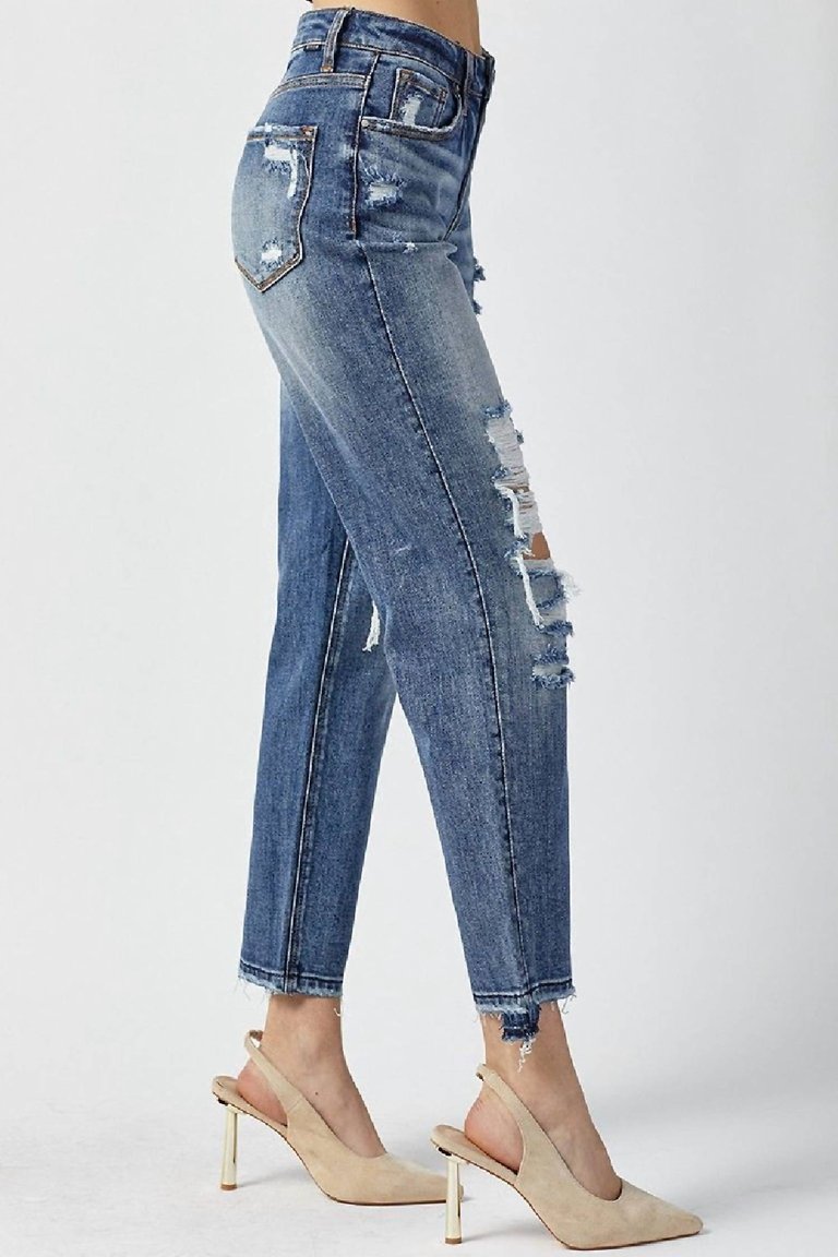 Straight Leg High Rise Jean In Dark Wash