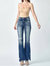 Women's Flare Distressed High Rise Slit Jeans In Blue - Blue