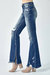 Women's Flare Distressed High Rise Slit Jeans In Blue