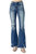 Women's Flare Distressed High Rise Slit Jeans In Blue