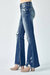 Women's Flare Distressed High Rise Slit Jeans In Blue