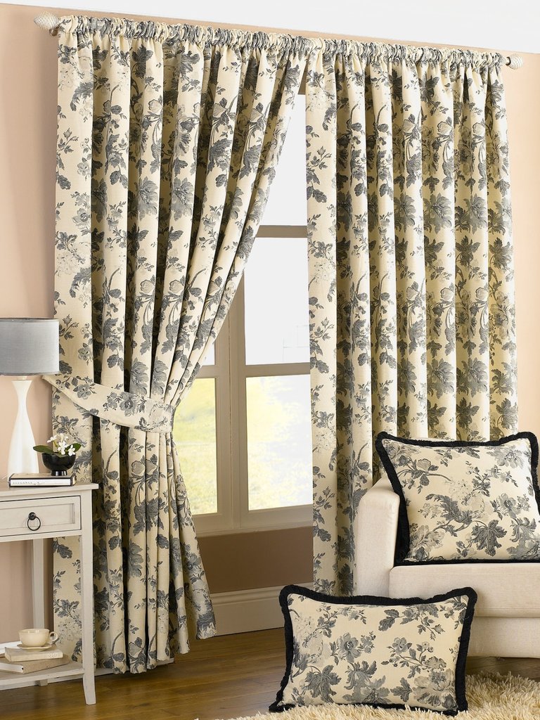 Riva Home Berkshire Ringtop Curtains (Black/Ivory) (66 x 72 inch) (66 x 72 inch) - Black/Ivory