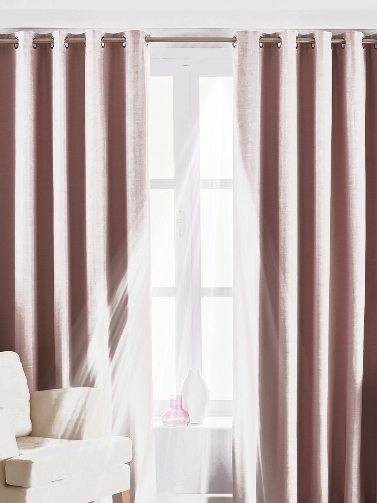 Riva Paoletti Eclipse Ringtop Eyelet Curtains (Blush) (66 x 90 in) - Blush