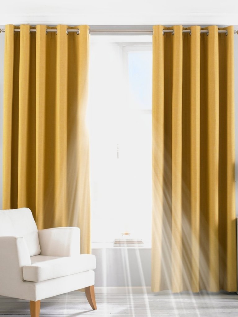 Riva Paoletti Eclipse Ringtop Eyelet Curtains (Ochre Yellow) (46 x 72 in) - Ochre Yellow