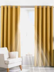 Riva Paoletti Eclipse Ringtop Eyelet Curtains (Ochre Yellow) (90 x 90 in) - Ochre Yellow