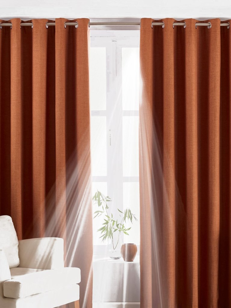 Riva Paoletti Eclipse Ringtop Eyelet Curtains (Orange) (66 x 72 in) - Orange