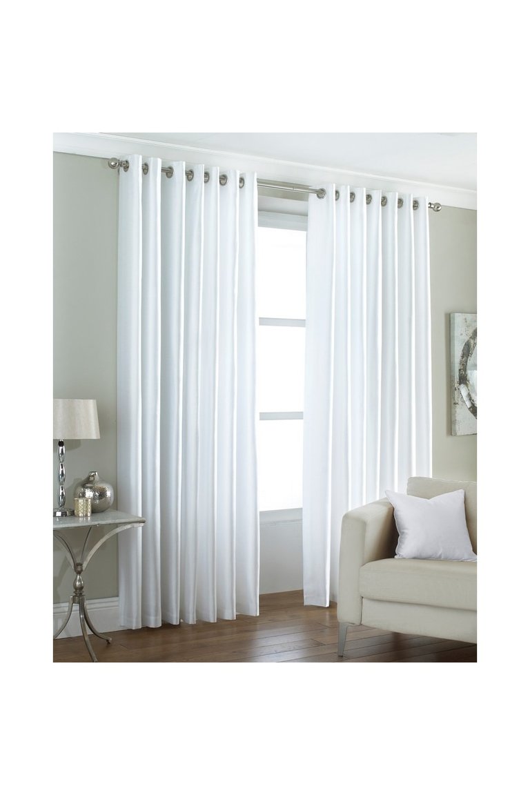 Riva Paoletti Fiji Ringtop Eyelet Curtains (White) (90 x 72 in) - White