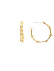 Bamboo Polished Hoop Earrings - Gold