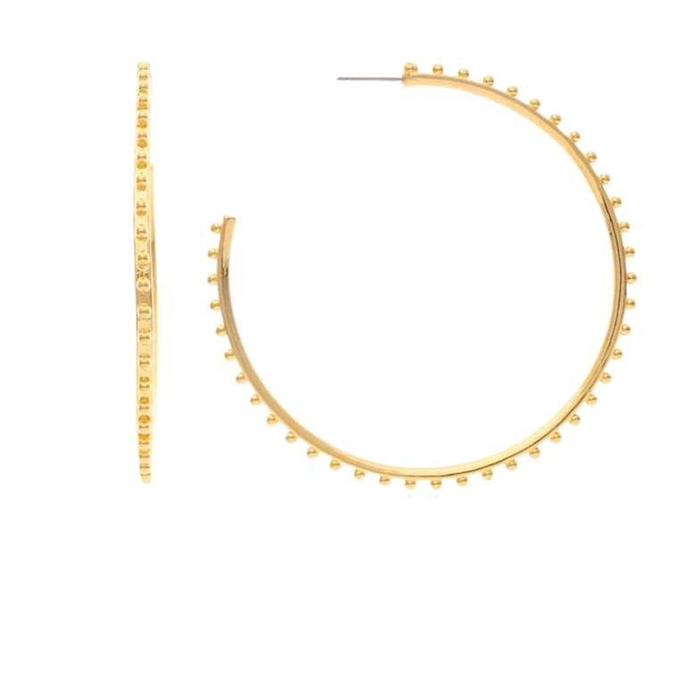 Beaded Oversize Hoop Earrings - Gold