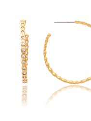 Bezel Hoop Earrings 1.5" - Gold