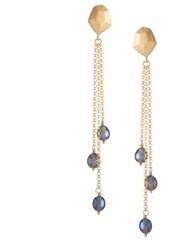 Black Pearl Multi Dangle Earrings - Gold