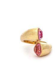 Blush Crystal Bypass Ring - Gold