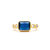 Cat's Eye Navy Crystal Rectangular Bezel + Cubic Zirconia Ring - Navy/Gold