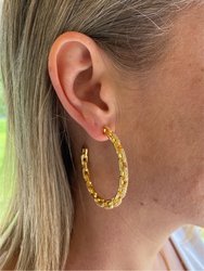 Chain + Cubic Zirconia Hoop Earrings