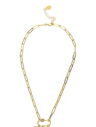 Charm Necklace On Paperclip Chain - Gold