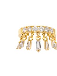 Cubic Zirconia Dangle Band Ring - Gold
