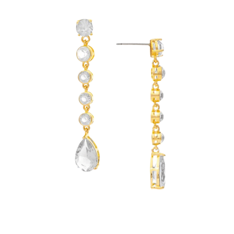 Cubic Zirconia Dangling Drop Earrings - Gold