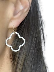 Cubic Zirconia Encrusted Clover Dangle Earrings