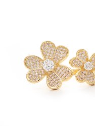 Cubic Zirconia Encrusted Floral Ring - Gold