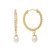 Cubic Zirconia Encrusted Hoop with Pearl Charm - Gold