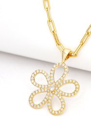 Cubic Zirconia Flower Pendant Necklace