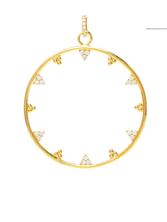 Cubic Zirconia Front Facing Hoop Cluster Earrings - Gold