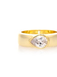 Cubic Zirconia Pear Band Ring - Gold