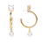 Cubic Zirconia Top + Pearl Dangle Hoop Earrings - Gold
