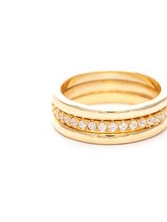 Cubic Zirconia Triple Ring Stack - Gold