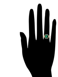 Cushion Cut Emerald + CZ Ring