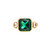Cushion Cut Emerald + CZ Ring - Gold