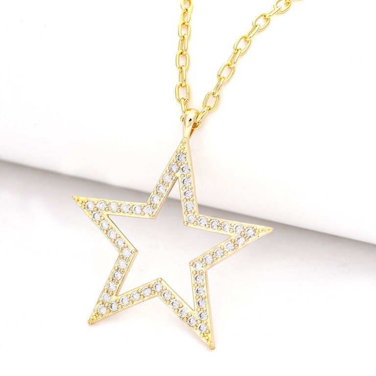 Cut Out Star Cubic Zirconia Pendant Necklace