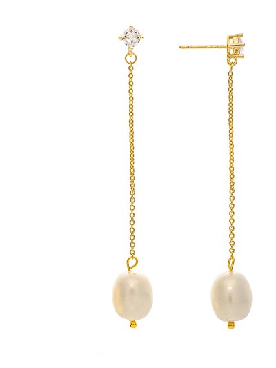 Rivka Friedman CZ and Pearl Chain Drop Dangle Earrings product