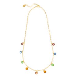 Dangling Rainbow Crystal Necklace - Gold