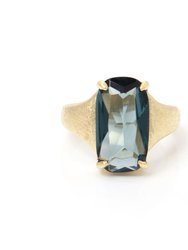 Denim Blue Cocktail Ring - Gold
