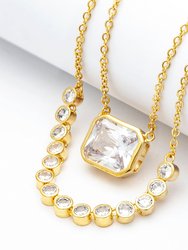 Double Layer Cubic Zirconia Pendant Necklace