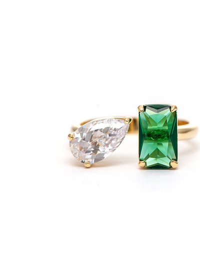 Rivka Friedman Emerald Crystal + Cubic Zirconia Open Band Ring product