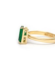 Emerald Crystal + Cubic Zirconia Open Band Ring