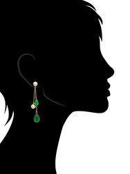 Emerald + Polished Bead Chain Dangle Earrings