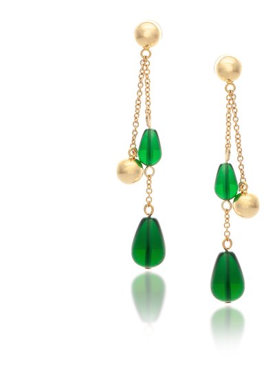 Rivka Friedman Emerald + Polished Bead Chain Dangle Earrings product