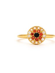Evil Eye Ruby Crystal + Cubic Zirconia Ring - Gold