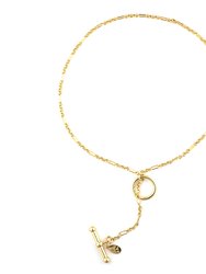 Figaro Chain Link Toggle Necklace - Gold