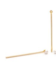 Freshwater Pearl Stick Jacket Earrings - Gold