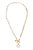 Half Pearl + Half Paperclip Chain Necklace With Clover Charm - Gold