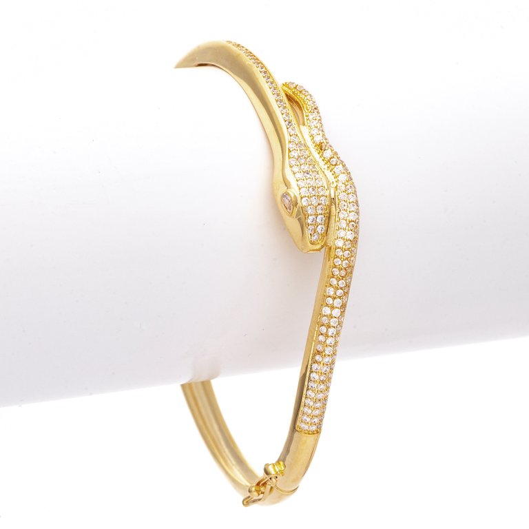 Hinged Snake Cuff with Cubic Zirconia Accents