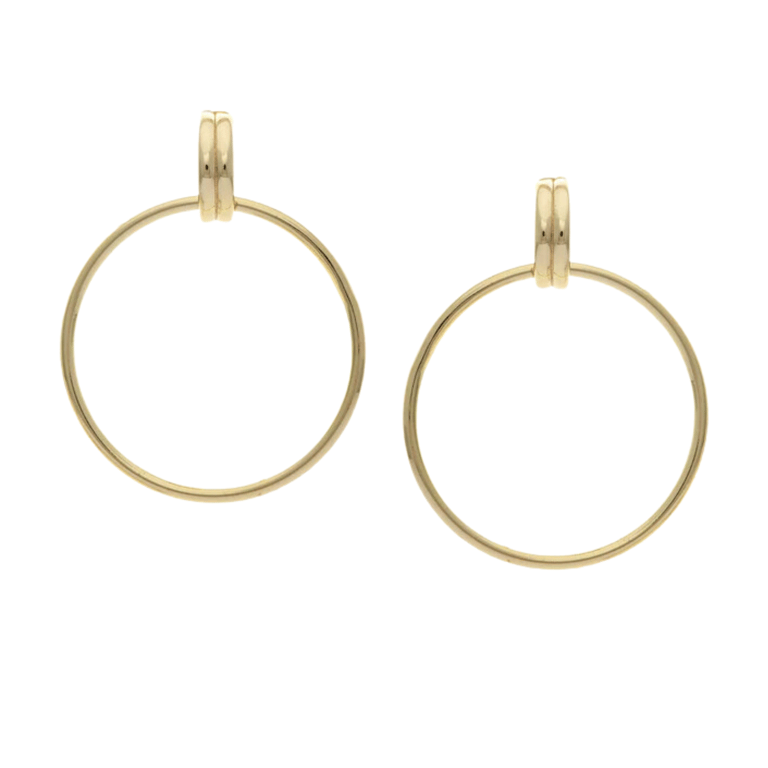 Interlocking Hoop Polished Dangle Earrings - Gold