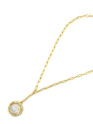 Mother Of Pearl Pendant Link Necklace - Gold