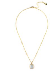 Mother of Pearl Pendant with CZ Embellished Chain - Gold