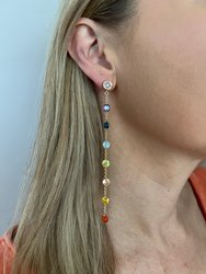 Multi Crystal Chain Drop Earrings