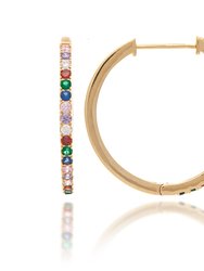 Multi Gem Hoop Earrings - Multi